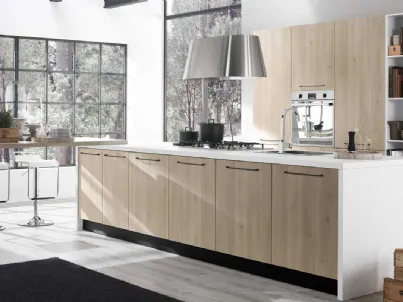 Cucina Moderna con isola Aurora finitura Rovere Beige di Evo Cucine