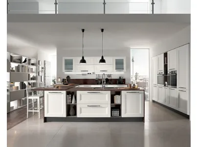 Cucina Moderna con penisola Riviera 02 in Larice Bianco di Colombini Casa Artec