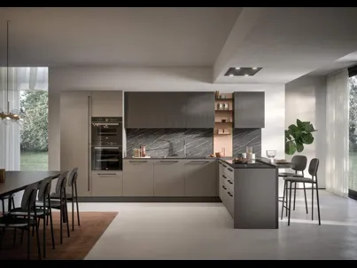 Cucina Moderna con penisola Domino Composizione 10 di Prima Cucine