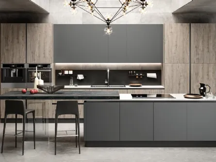 Cucina Moderne con isola Eos in legno laccato di Evo Cucine