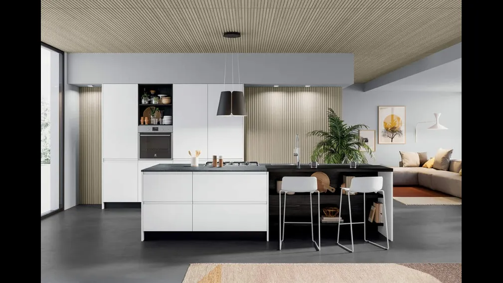 Cucina Moderna con isola Fly Composizione 01 di Prima Cucine
