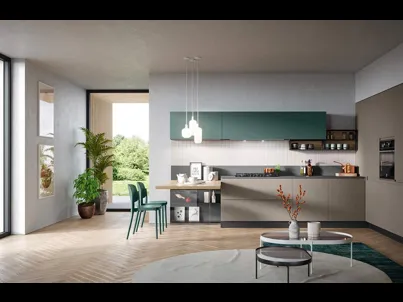 Cucina Moderna angolare con penisola Fly Composizione 03 di Prima Cucine