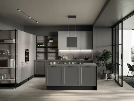 Cucina Moderna Giglio Piana DM0744 in laccato opaco e Rovere gessato di Imab