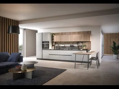 Cucina Moderna lineare con penisola Hera Composizione 01 di Prima Cucine