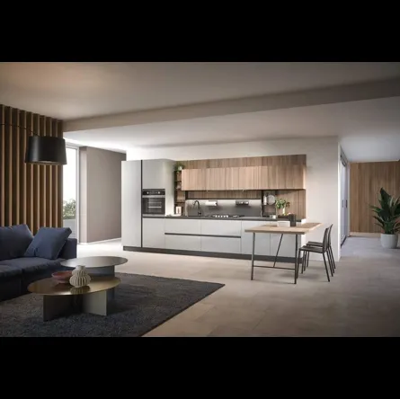 Cucina Moderna lineare con penisola Hera Composizione 01 di Prima Cucine