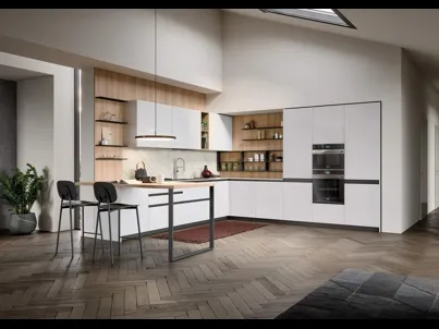 Cucina Moderna angolare con penisola Hera Composizione 03 di Prima Cucine