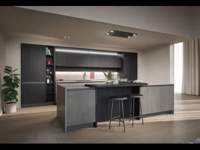 Cucina Moderna con isola Hera Composizione 04 in melaminico e laminato di Prima Cucine