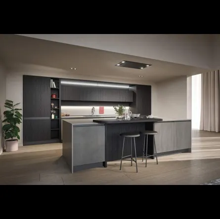 Cucina Moderna con isola Hera Composizione 04 in melaminico e laminato di Prima Cucine