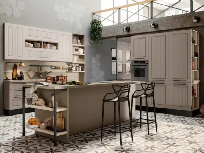 Cucina Moderna con isola in laccato opaco e Olmo natura Elba DM0629 di Imab