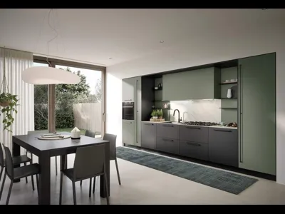 Cucina Moderna lineare laccata opaca Luce Composizione 02 di Prima Cucine