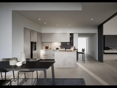 Cucina Moderna laccata opaca con penisola Luce Composizione 04 di Prima Cucine