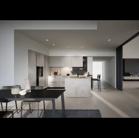 Cucina Moderna laccata opaca con penisola Luce Composizione 04 di Prima Cucine
