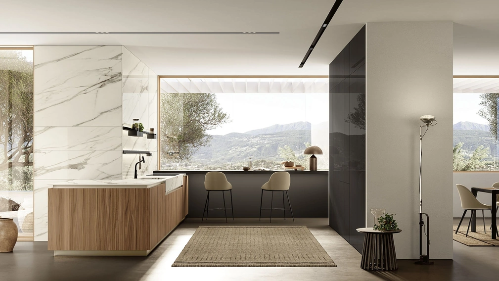 Cucina Moderna con penisola Lungomare Plus Cannettato 03 di Colombini Casa Artec