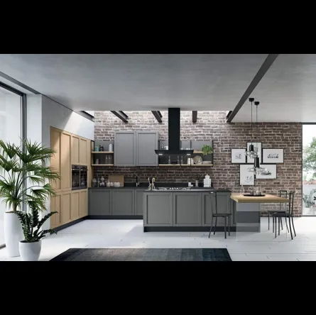 Cucina Moderna Noah Composizione 01 in legno laccato di Prima Cucine