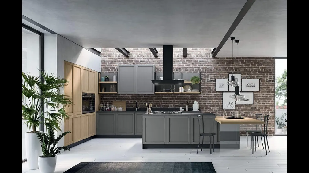 Cucina Moderna Noah Composizione 01 in legno laccato di Prima Cucine