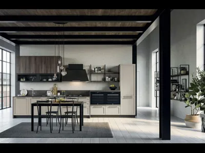 Cucina Moderna lineare Noah Composizione 04 in legno laccato di Prima Cucine