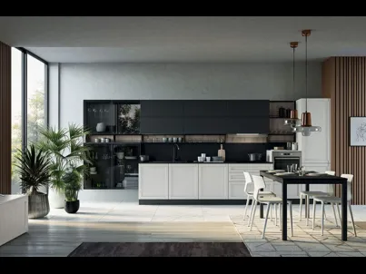Cucina Moderna lineare Noah Composizione 05 in legno laccato di Prima Cucine
