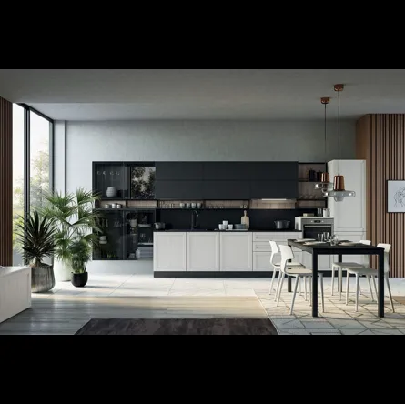 Cucina Moderna lineare Noah Composizione 05 in legno laccato di Prima Cucine