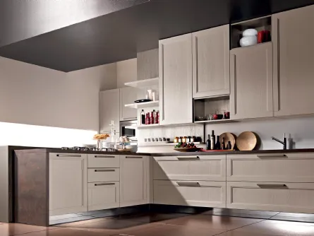 Cucina ad angolo in laccato opaco e metallico Old Line di Astra