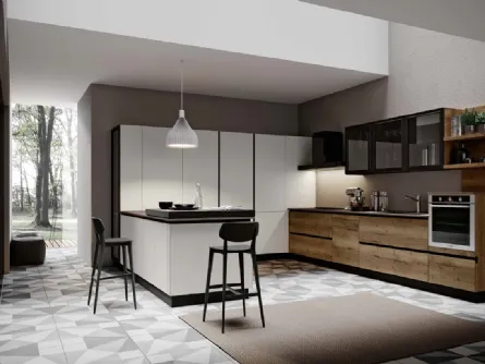 Cucina Moderna lineare Piana in Rovere tabacco DM0670 di Imab
