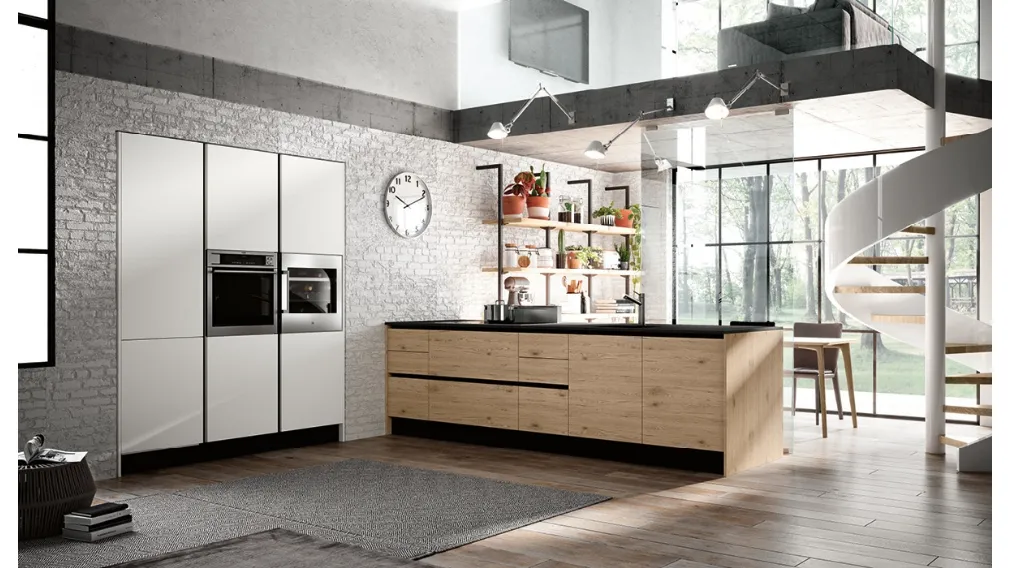 Cucina Moderna lineare in Rovere chiaro Piana di Imab