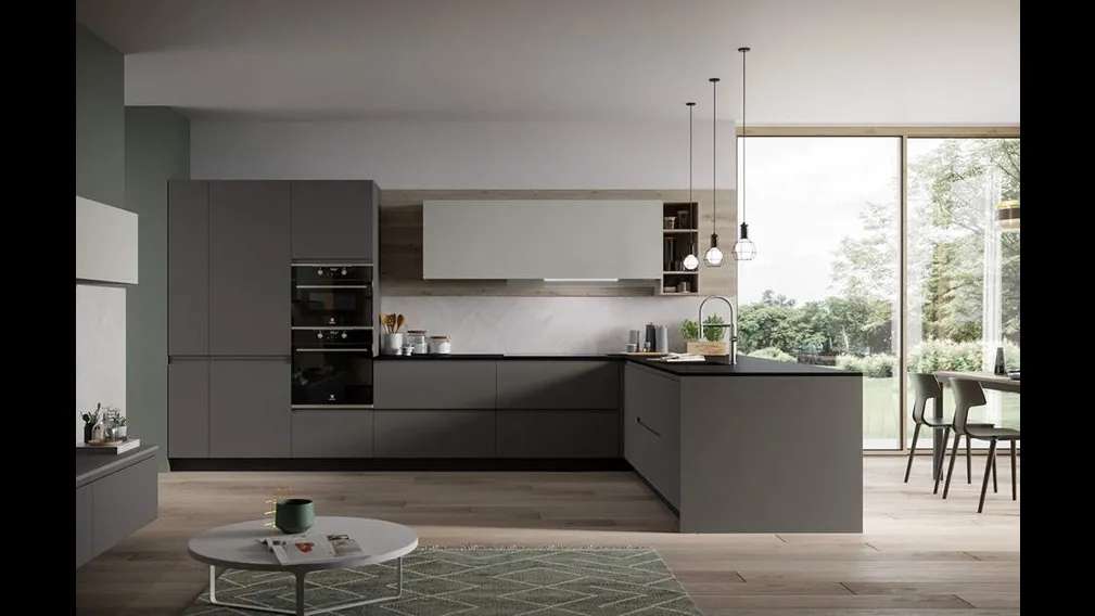 Cucina Moderna con penisola Fly Composizione 02 di Prima Cucine