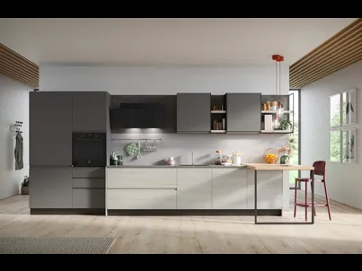 Cucina Moderna in laminato frassino e pet con penisola Fly Composizione 04 di Prima Cucine