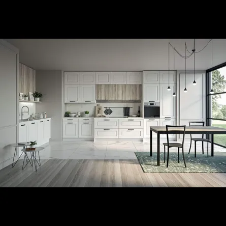 Cucina Moderna ad angolo Maya Composizione 01 in legno laccato di Prima Cucine