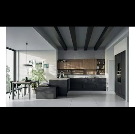 Cucina con penisola Noah Composizione 02 in legno laccato di Prima Cucine