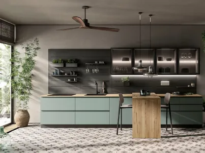 Cucina Moderna con penisola Pura in laccato opaco di Colombini Casa Artec