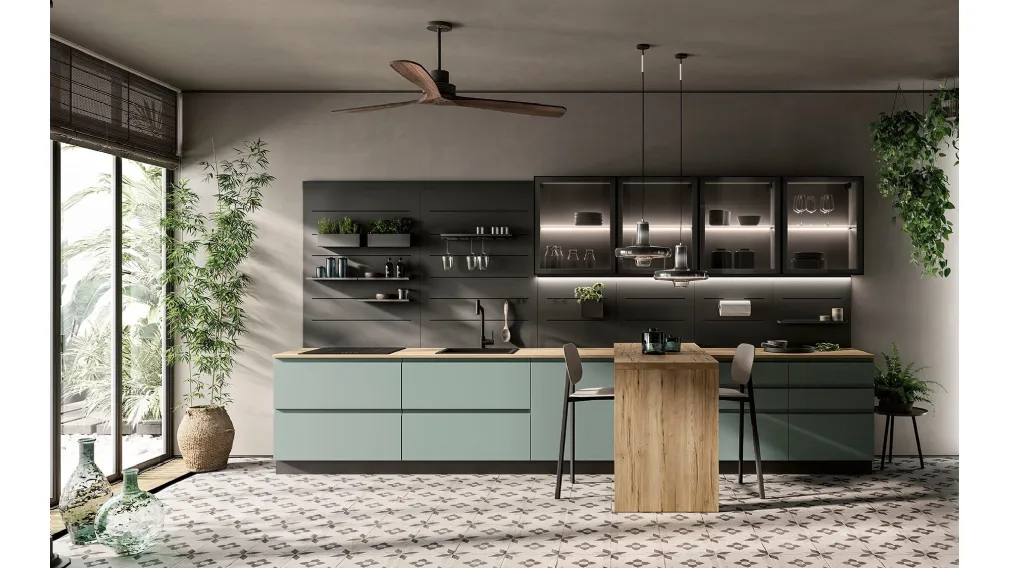 Cucina Moderna con penisola Pura in laccato opaco di Colombini Casa Artec