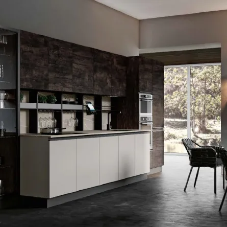 Cucina Moderna lineare in laccato opaco Grigio seta Teia DM0674 di Imab