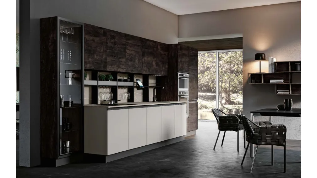 Cucina Moderna lineare in laccato opaco Grigio seta Teia DM0674 di Imab