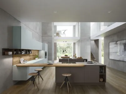 Cucina Moderna in vetro organico laccato Bianco e Fango Vitrum org 03 di Astra