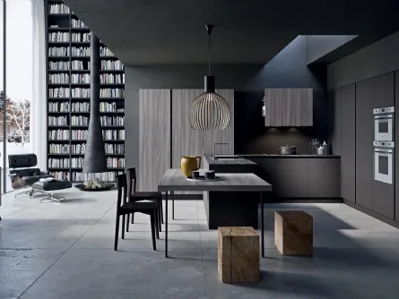 Cucina ad angolo in laccato con piano in legno folding Zen di Astra
