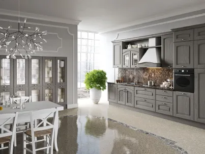 Cucina Shabby Chic lineare Trevi in Castagno tinto Titanio di Aran