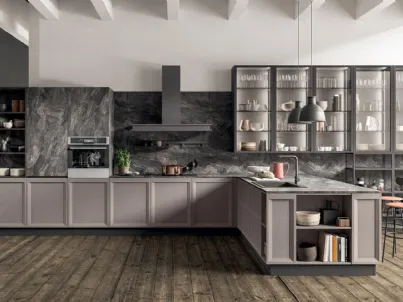Cucina su misura angolare Atelier 02 in Frassino laccato Terranova di Astra
