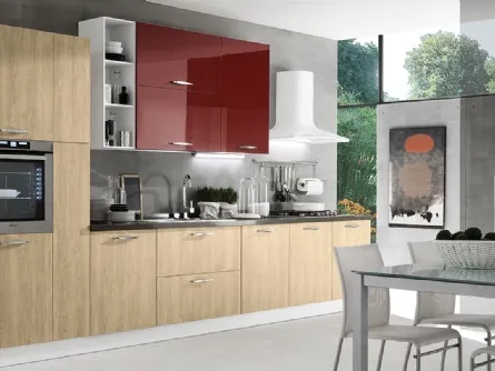 Cucina in linea Korinna in legno laccato lucido di EVO Cucine