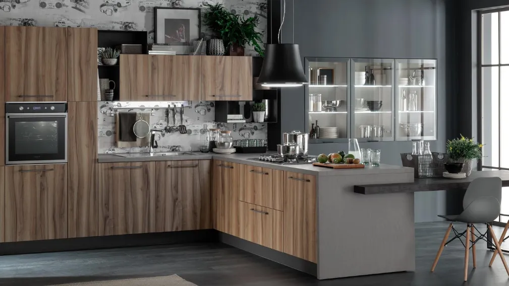Cucina Sonora in legno di Evo Cucine