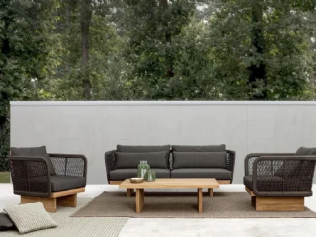 Divano da giardino con poltrone modello Xylia di Bizzotto