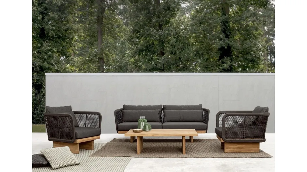 Divano da giardino con poltrone modello Xylia di Bizzotto