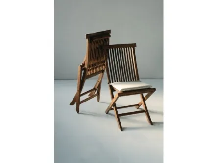 Sedia pieghevole in legno massello di teak indonesiano con finitura olio naturale Folding Chair di La Seggiola