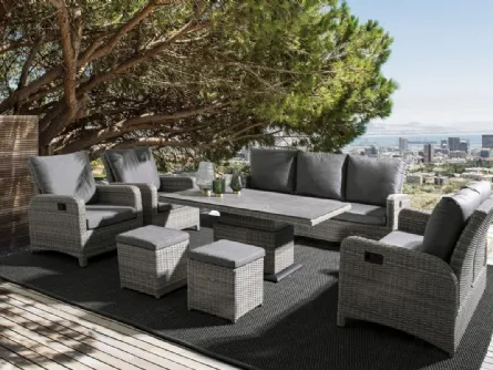 Tavolo da giardino Kent con base in fibra sintetica e top vetro ceramica di Bizzotto