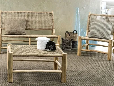 Arredo da esterno Lampok in fibra sintetica e teak di Bizzotto