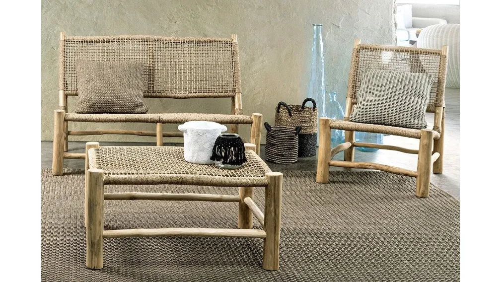 Arredo da esterno Lampok in fibra sintetica e teak di Bizzotto