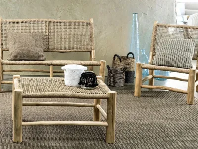 Arredo da esterno Lampok in fibra sintetica e teak di Bizzotto