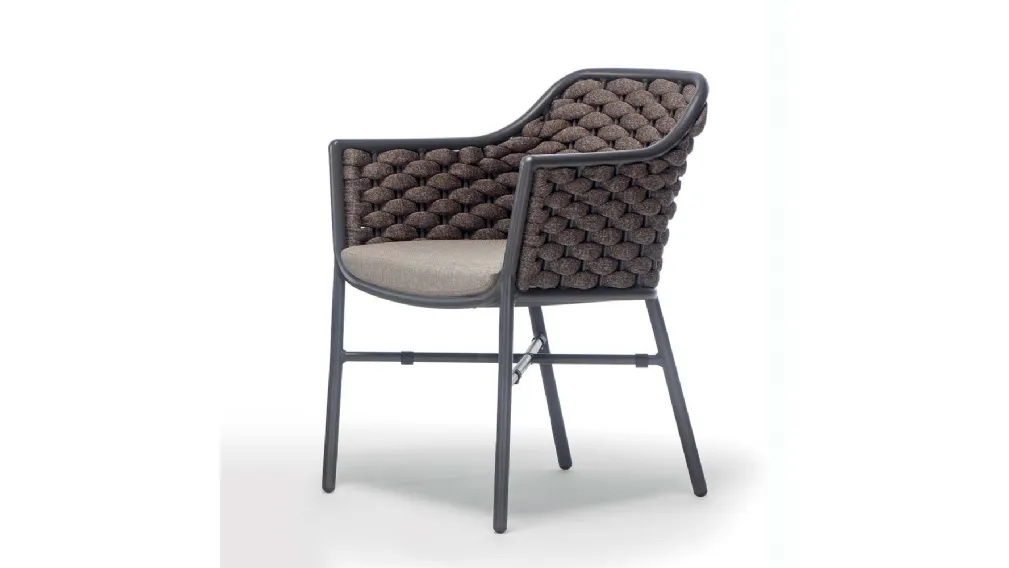 Poltroncina Nice P con struttura in alluminio e corda poliestere con gomma interna di La Seggiola