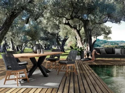 Tavolo in Teak riciclato e alluminio Ramsey di Bizzotto