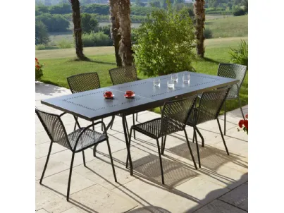 Tavolo da giardino allungabile Summer in acciaio zincato e verniciato poliestere antracite per esterni di La Seggiola