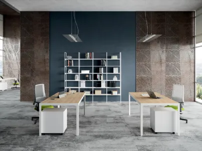 Scrivania Operativa D1 06 in melaminico effetto legno e struttura in metallo di Colombini Office